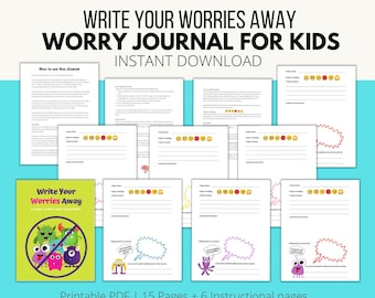 Anxiety Journal for Kids, Printable Worry Journal, Kids Mental Health Journal, Feelings Journal for Kids