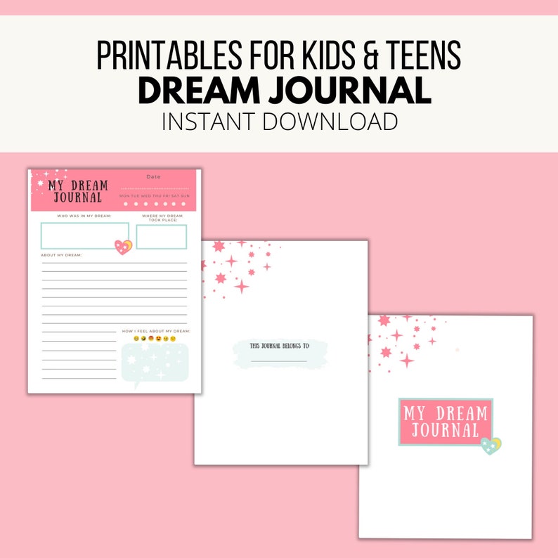 Dream Journal Printable for Kids and Teens, Dream Tracker Printable ...
