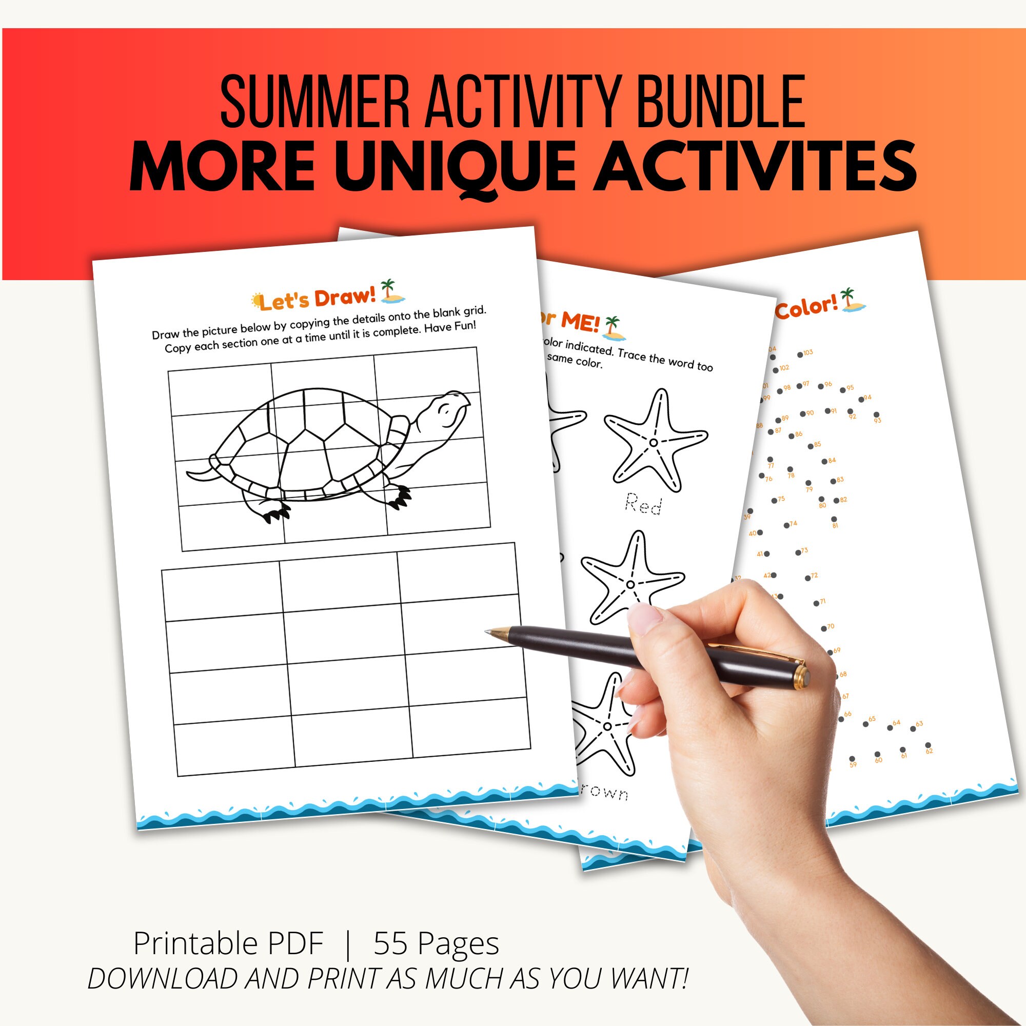 Kids Printable Summer Activities, Activity Bundle for Kids Ages 4-8 ...