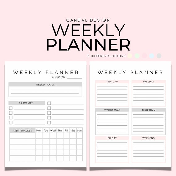 Weekly Planner Printable Weekly Template Weekly Organizer - Etsy