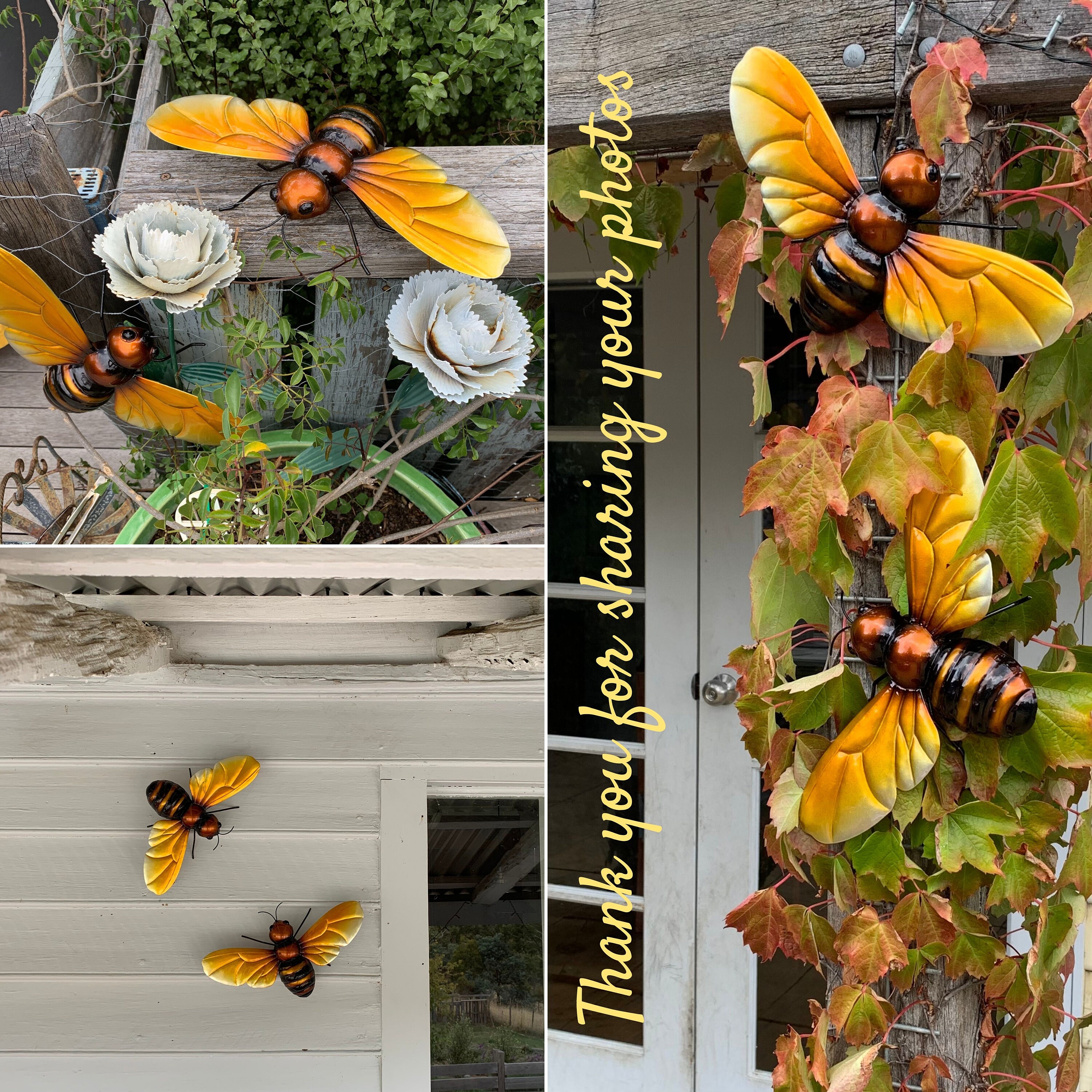 Set of 2 Metal Honey Bee Wall Decor for Home and Garden Bee Etsy