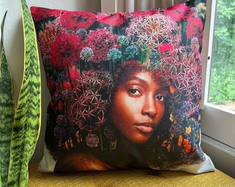 Black Girl Magic Throw Pillow Cover, Afro Decor, Black Queen, Black is Beautiful, Black Pride, Waterproof Pillow, Fits 18x18 or 20x20 Insert