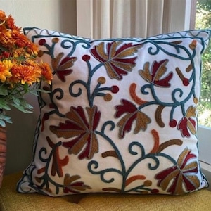 Embroidered Fall Throw Pillow Covers, Autumn Decor, Fall Decorating, Fits 18x18 or 20x20 Inserts, Thanksgiving Pillow Cover