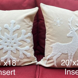 Winter Deer Embroidered Throw Pillow Cover, Holiday Pillows, Rustic Holiday Decor, Christmas Decorating, Fits 18x18 or 20x20 inserts image 5