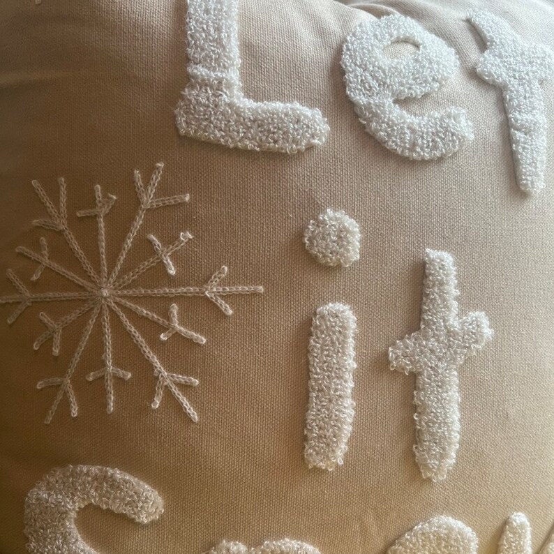 Snowflake Embroidered Throw Pillow Cover Holiday Pillows Etsy