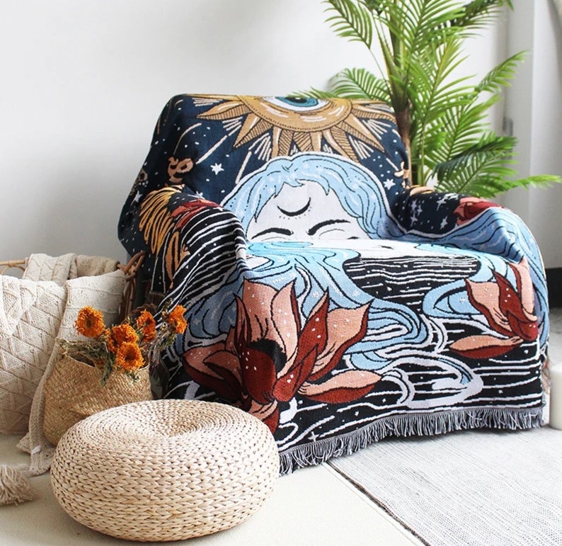 Goddess Throw Blanket, Jacquard Tapestry, Boho Decor, Tomorrow is ...