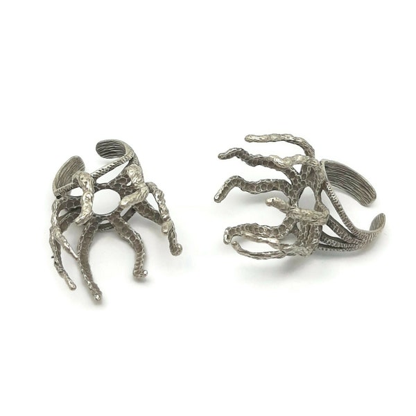 Claw Ring Settings , Antique Silver Plated brass ring , Claw Ring Blanks For Natural Stones (18.50mm 8 US inner size) R85