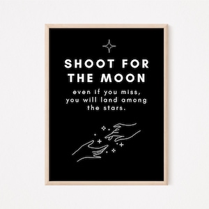 Art mural céleste Shoot for the Moon Poster | Téléchargement numérique | Céleste | Décor de salle de classe | Horoscope | Motivation positive | Citation