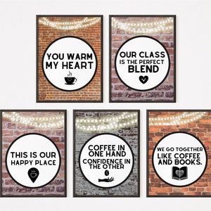 Coffeehouse Classroom Digital Download (set of 5) | SEL | growth mindset | classroom decoration | classroom theme | english teacher | brick
