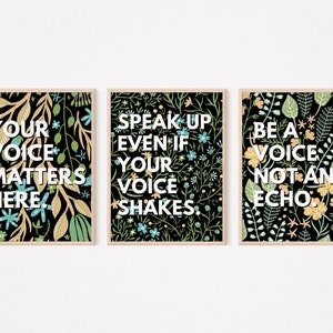 Floral Growth Mindset & Inclusion Posters (set of 3) Digital Download | Classroom Decor | Voice | Classroom Wall Art | Motivational | Print