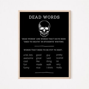 English Classroom DEAD WORDS Poster | Skull Decoration | Writing Poster | English Teacher Decor | English Classroom Decor | Writing Help