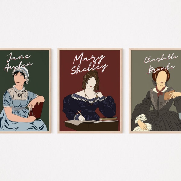 CLASSIC FEMALE AUTHOR Posters (set of 3) Digital Download | Women | Classroom Decor | Decor | Wall Art | Book Lover | classic literature