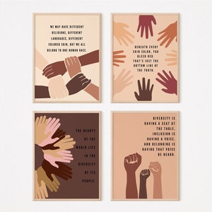 Diversity Inclusion Poster Set of 4 Diversity Poster Classroom, Diversity wall art, Classroom Signs, equality posters, Inclusion teacher