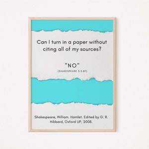Citing Sources Humor Wall Art | Digital Download | English teacher | funny wall art | english classroom decor | Literature | Classic