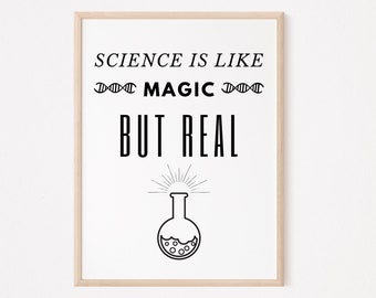 Science is Magic Poster Digital Download, science door decor, wall art, print, science teacher, science poster, STEM