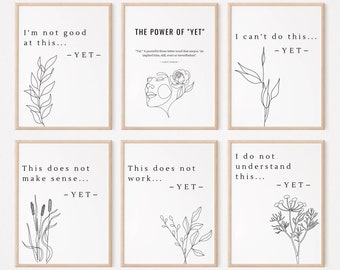 Power of Yet Posters (set of 6) Digital Download | Growth Mindset | Classroom Decor | Decoration | Classroom Wall Art | Motivational | Print