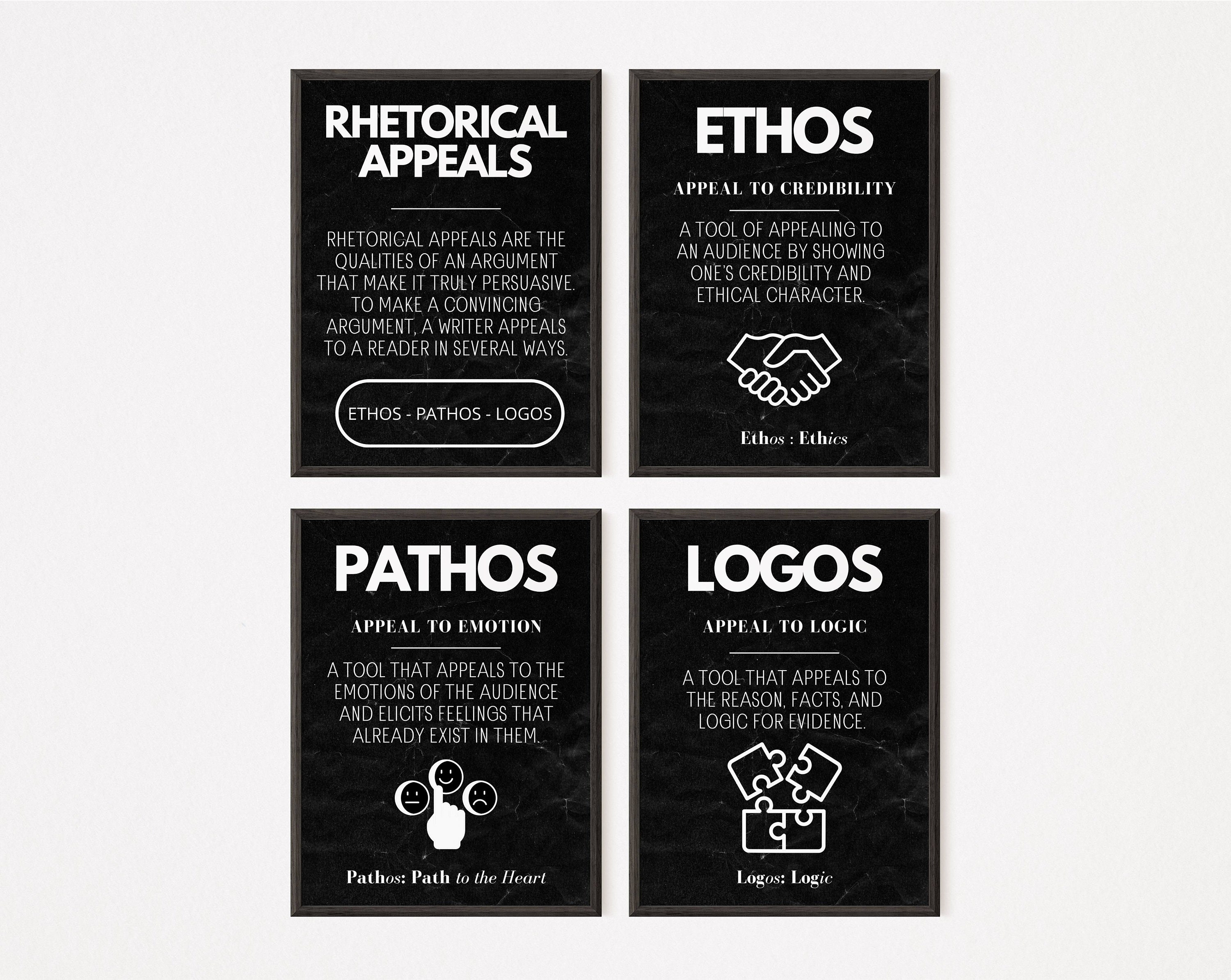 Ethos Pathos Logos Digital Download set of 4 Rhetorical - Etsy Finland