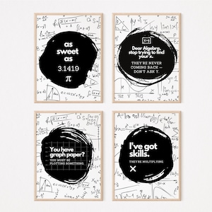 Divertido cartel de AULA DE MATEMÁTICAS Descarga digital (conjunto de 4) / Humor / Decoración del profesor de matemáticas / Decoración de la clase de matemáticas / Arte del profesor de matemáticas