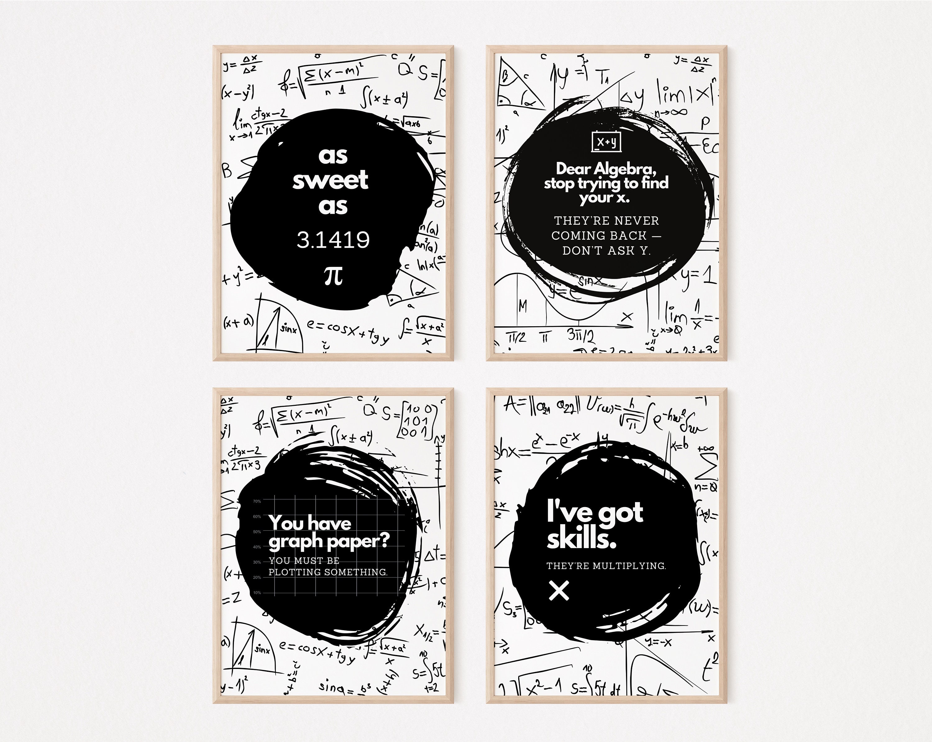 Funny MATH CLASSROOM Poster Digital Download set of 4 Etsy UK