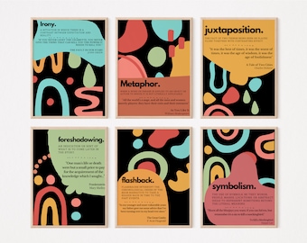 LITERARY DEVICE POSTERS set of 10 digital download modern contemporary design for high school middle schoolclassroom