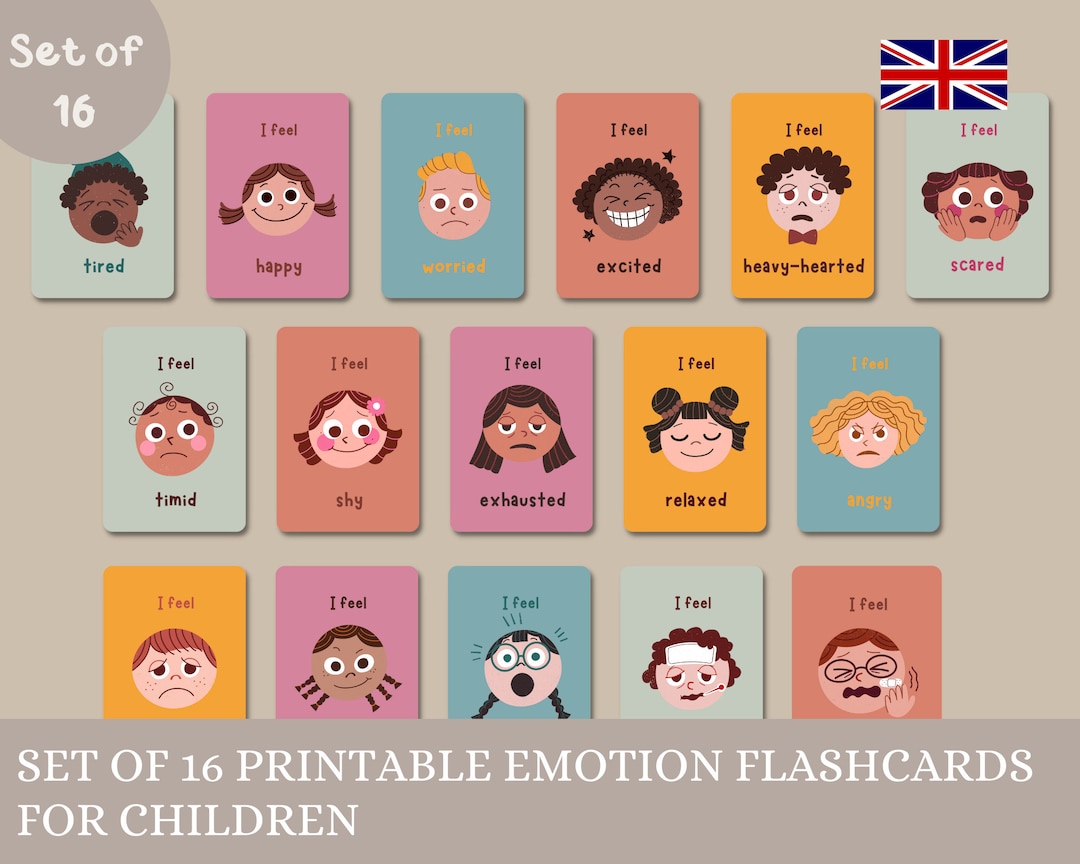 Gefühlskarten für Kinder zum Ausdrucken, Emotionskarten, als PDF in A4