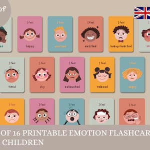 Tarjetas emocionales para que los niños impriman, tarjetas de emociones, como PDF en A4 y A6, Montessori, jardín de infantes, escuela primaria