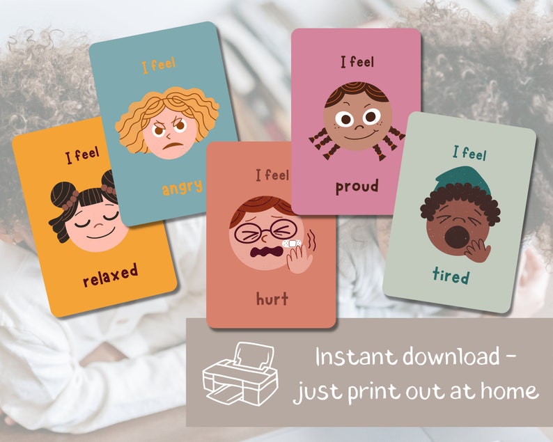 Gefühlskarten für Kinder zum Ausdrucken, Emotionskarten, als PDF in A4