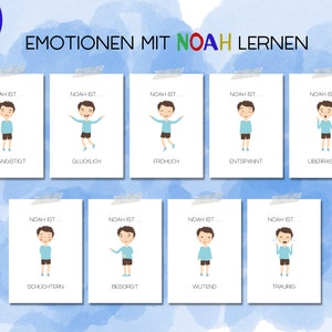 9 Gefühlskarten Kinder zum Ausdrucken, als PDF in A4 und A6, Montessori, Kindergarten, Emotionskarten