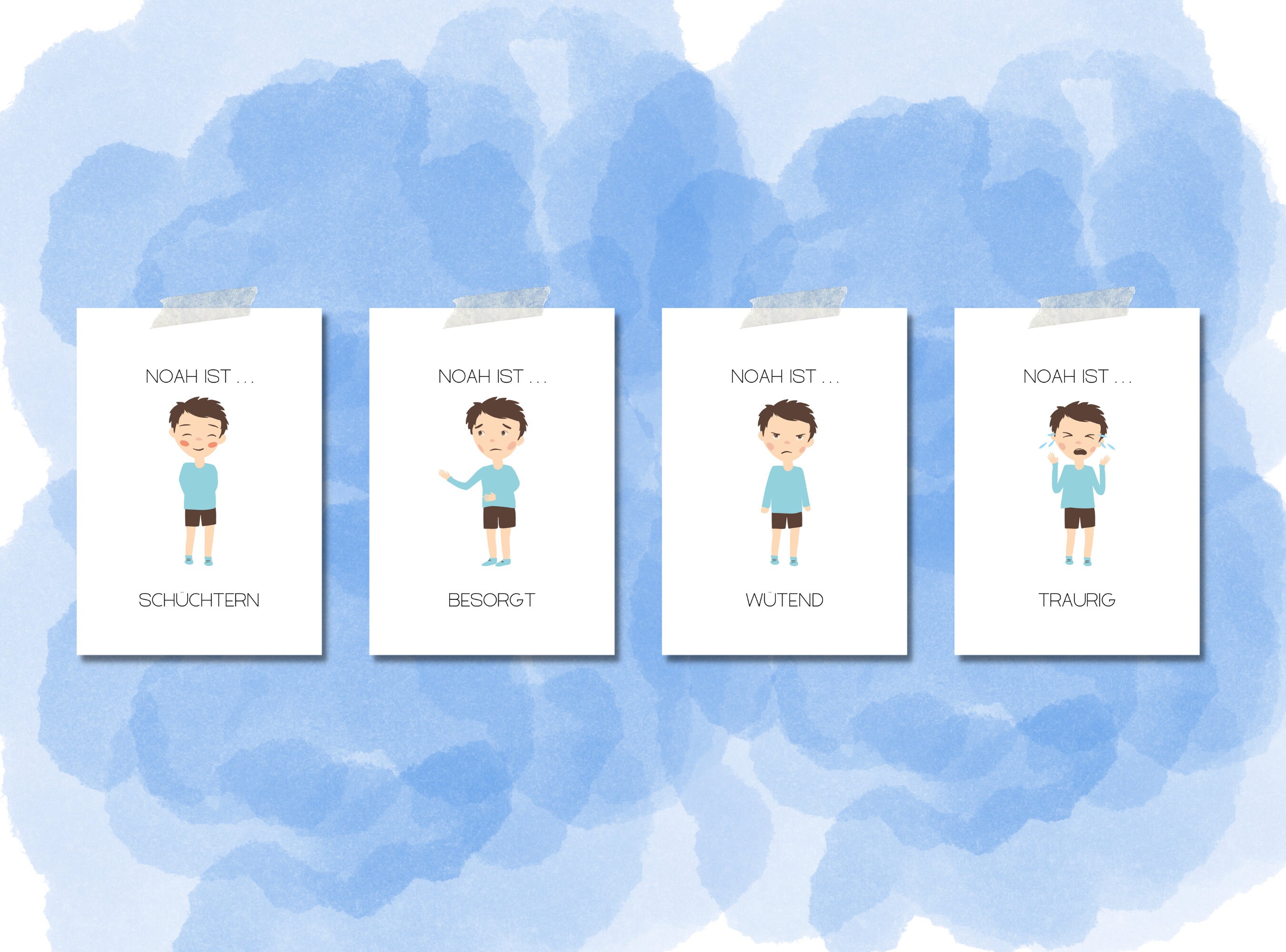  9 Children's Emotion Cards to Print Out, as PDF in A4 and A6 Motiv 