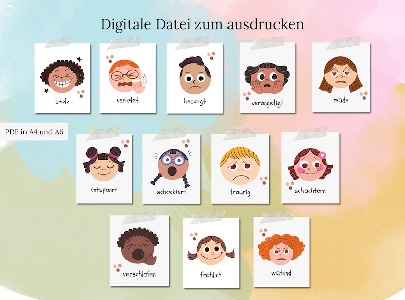 Gefühlskarten für Kinder zum Ausdrucken Emotionskarten als - Etsy