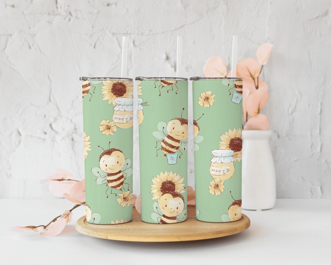 Sunflowers and Bees 30oz Tumbler Autumn Tumbler Autumn Etsy