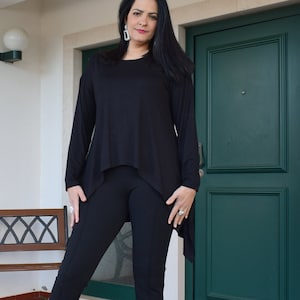 Back Long Sleeve Asymmetrical Tunic, Oversize Loose Fit Blouse, Plus Size Top, Size L - 6XL Tunics, 6 colors available