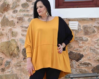 Wide Plus Size Jumper, Pullover, Sweater CORNELIA - Elastic Fine Jersey -L to 7XL