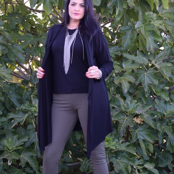 Pull et cardigan noirs AMANDA / Cardigan grande taille / Veste grande taille / Pull grande taille / Ensemble de vêtements grande taille