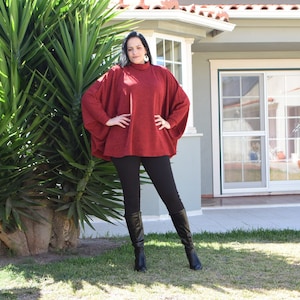 PONCHO TUNIC WOMEN, Cape Sleeve Tunic, Poncho Style Sweater, Turtelneck Plus Size Cozy Fringe Wide Boho Embroidered Women Poncho Tunic Ruth