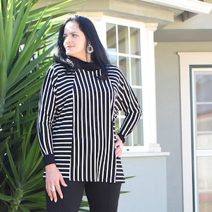 PLUS SIZE SWEATER Vivian, Stripped Sweater, Long Sleeve Sweater, Designer Lining Viscose Oversize Slouchy Stylish Women Sweater Gift
