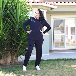 KNIT PANTS and TOP, Two Piece Knit Set, Winter Knit Set, Jumper Set Yvette Plus Size Trousers Pants & Sweater Women Winter Set