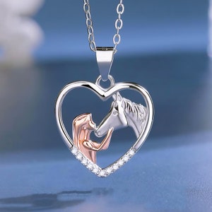 Horse Necklace Love, Horse Charm, 925 Sterling Silver Horse Pendant Necklace, Equestrian Necklace, Horse Lover Jewelry Gift