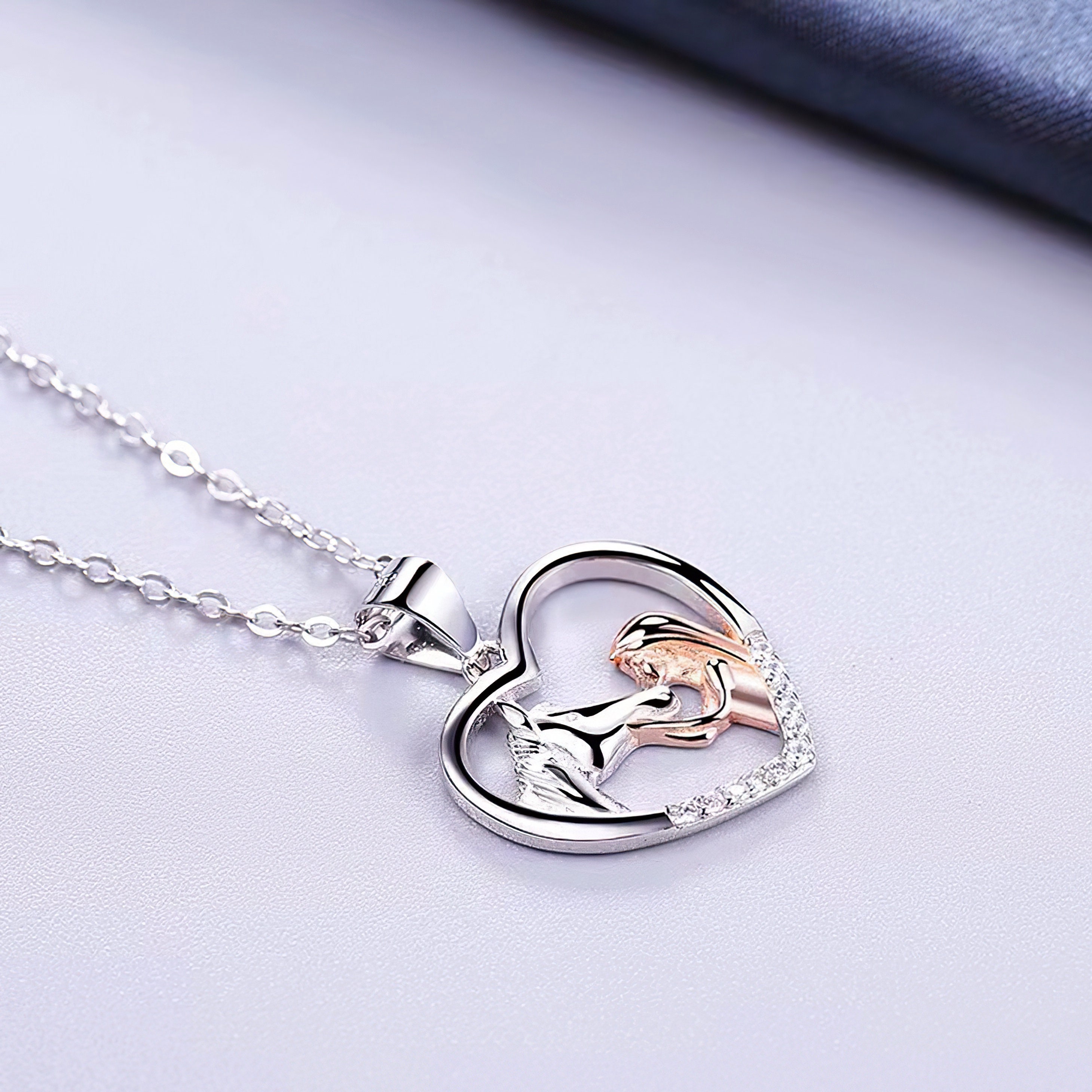 Horse Necklace Love, Horse Charm, 925 Sterling Silver Horse Pendant