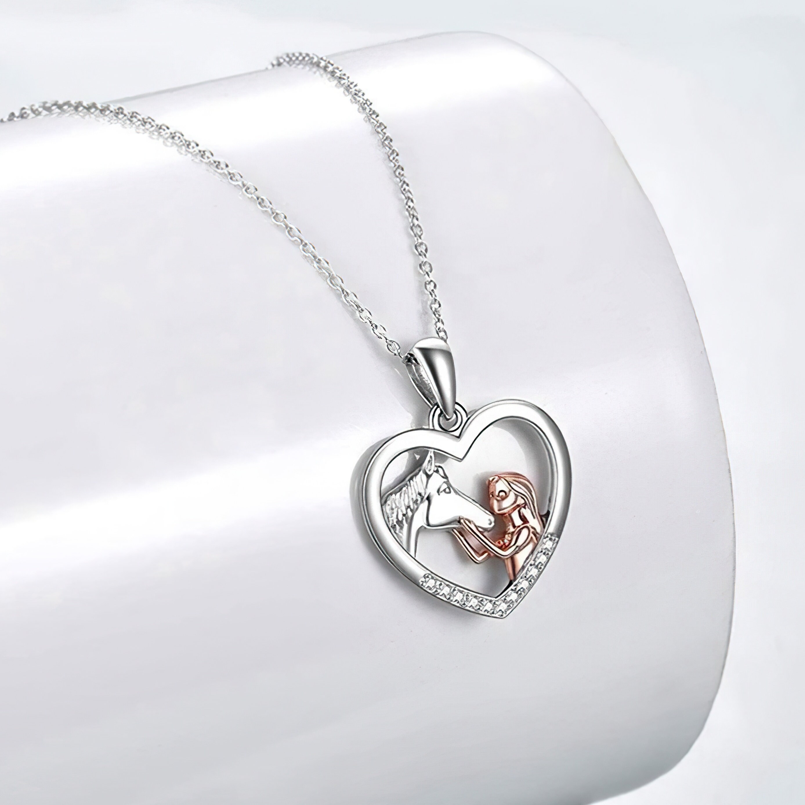 Horse Necklace Love, Horse Charm, 925 Sterling Silver Horse Pendant