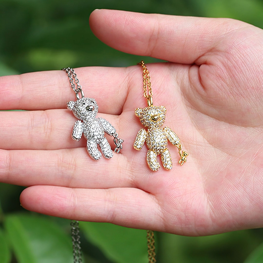 Teddy Bear Necklace, Gold Teddy Bear Necklace, Bear Jewelry, Bear