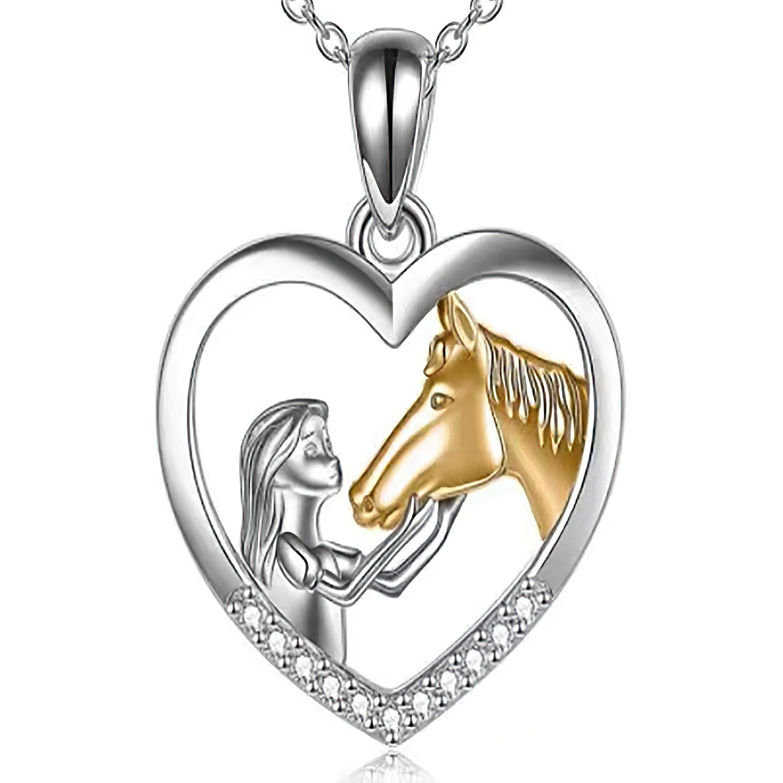 Horse Necklace Love, Horse Charm, 925 Sterling Silver Horse Pendant
