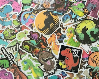 Dinosaur Stickers 20 pc Pack, Waterproof Dino Decals