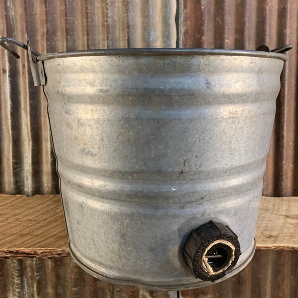 Vintage John R. Rhinehart, Galvanized Metal Calf Feeding Bucket
