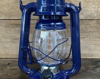 Olde Brooklyn Lantern, Battery Operated, Blue, T & W