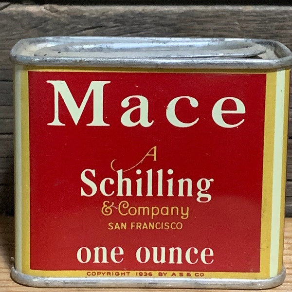 Vintage Schilling, Mace Spice Tin, 1oz