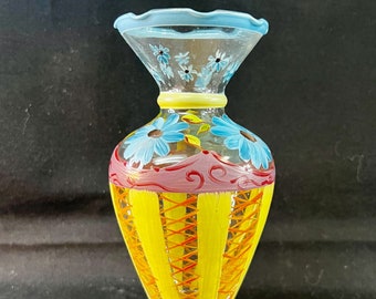 Tracy Porter, Hand-Painted Glass Vase, 6.5" Tall