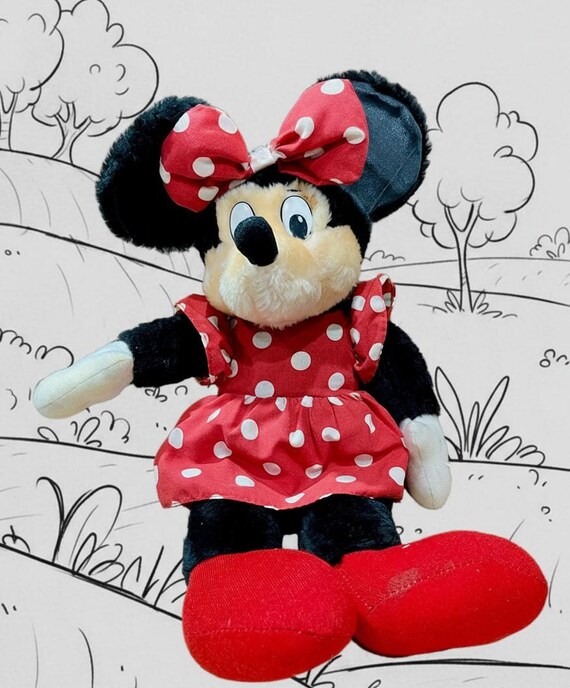 Vintage Minnie Mouse Plush, Red Polka Dot Dress