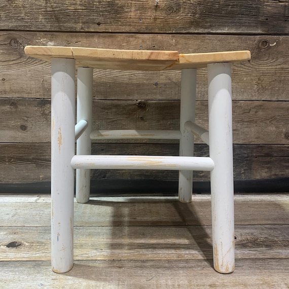 Primitive Distressed Décor Stool, Wood, X 14