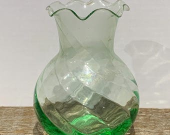 Vintage Green Glass, 4&quot; Bud Vase
